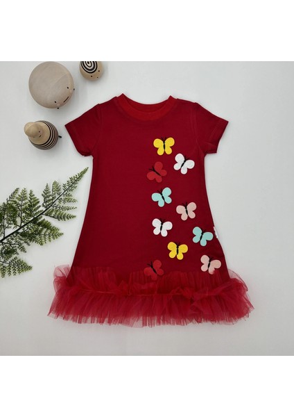 Renkli Kelebek Desenli Çocuk Elbisesi - Çocuk Modası Trendleri modelleri