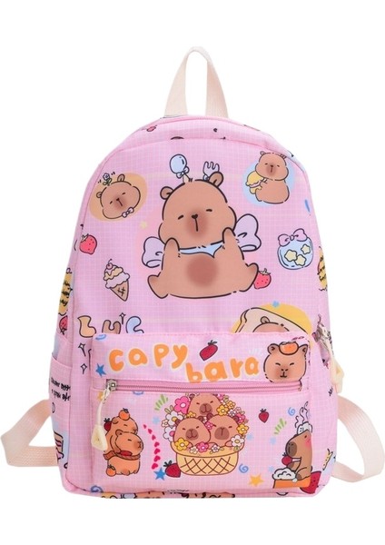 跨境儿童包幼儿园女孩可爱卡通卡皮巴拉书包尼龙印花小孩双肩背包 (Yurt Dışından)
