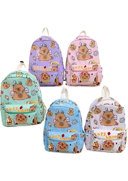 跨境儿童包幼儿园女孩可爱卡通卡皮巴拉书包尼龙印花小孩双肩背包 (Yurt Dışından) fiyatları