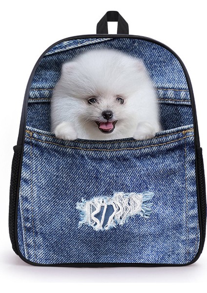 Kedi ve Köpek Öğrenci Okul Çantası Büyük Kapasiteli Karikatür Baskılı Çocuk Sırt (Yurt Dışından)