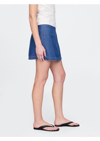 Kadın Mavi Ultrasoft Denim Mini Etek fırsatları