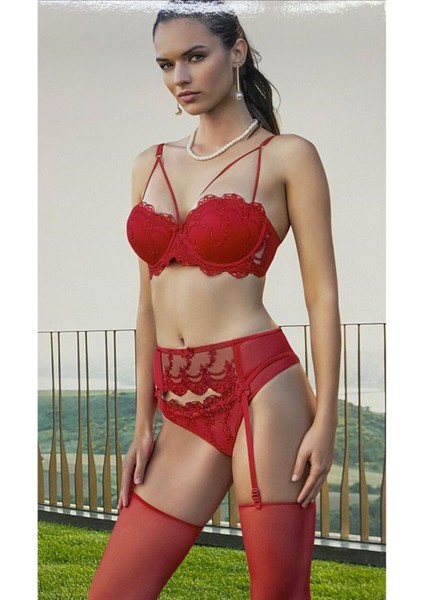 2491 Jartiyerli Içi Dolgulu Straplez Sütyen Külot Takım