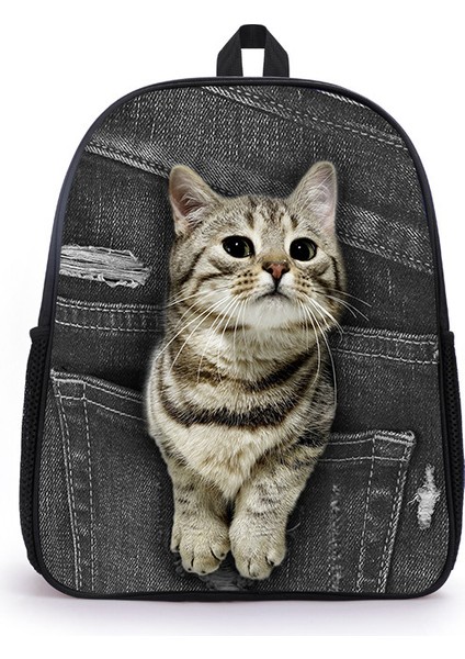 Kedi ve Köpek Öğrenci Okul Çantası Büyük Kapasiteli Karikatür Baskılı Çocuk Sırt (Yurt Dışından)