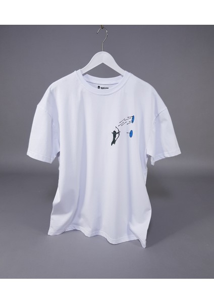 Okçu Baskılı Unisex Oversize Tişört – %100 Pamuk Terletmeyen T-Shirt