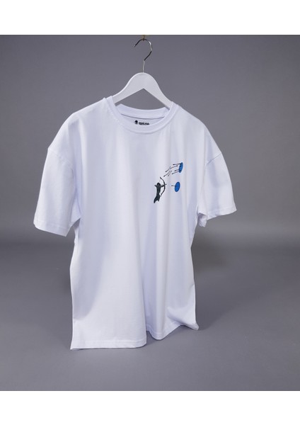 Okçu Baskılı Unisex Oversize Tişört – %100 Pamuk Terletmeyen T-Shirt fiyatları