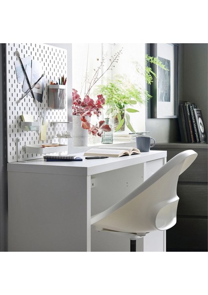 Kallax Çalışma Masası Beyaz 77 x 60 x 147 cm Kitaplıklı Depolamalı Ayarlanabilir