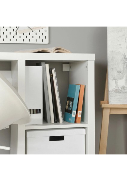 Kallax Çalışma Masası Beyaz 77 x 60 x 147 cm Kitaplıklı Depolamalı Ayarlanabilir