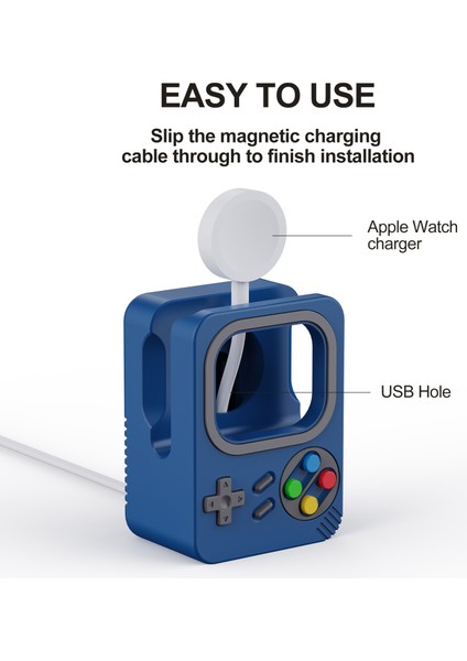Apple Watch Için Saat Şarj Tutucu, Retro Oyun Konsolu Tasarımı Silikon Şarj Standı Tutucu - Mavi (Yurt Dışından) indirimleri