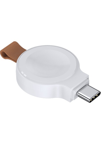 Apple Watch Series 1-8 Mini Manyetik Kablosuz Şarj Pedi Akıllı Saat Şarj Cihazı Usb-C Fişli - Beyaz (Yurt Dışından)