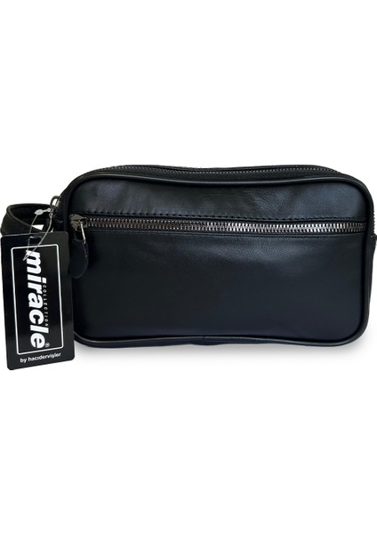 Erkek Siyah El ve Bileklik Kemerli Portföy El Çantası