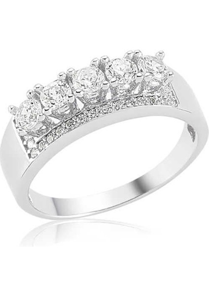 Gümüş 5 Taş Bayan Yüzük 19