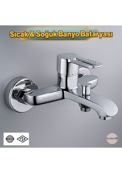 Premium Tek Kollu Krom Banyo Bataryası Duvar Tipi Armatür Şık Modern Tasarım Sıcak Soğuk Ayarlı