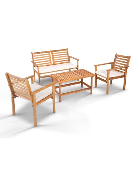 Consept Eko Ahşap 2+1+1 Sehpalı Bahçe Balkon Oturma Grubu modelleri