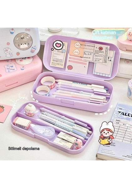 Ilkokul Öğrencisi Karikatür Çift Kalem Kutusu Kırtasiye Saklama Kutusu (Yurt Dışından) fiyatları