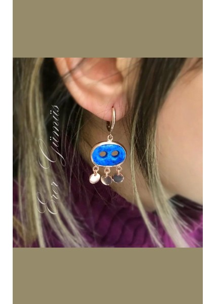 Süryani Göz Nazar Boncuklu Gümüş Küpe IM52Y5 modelleri