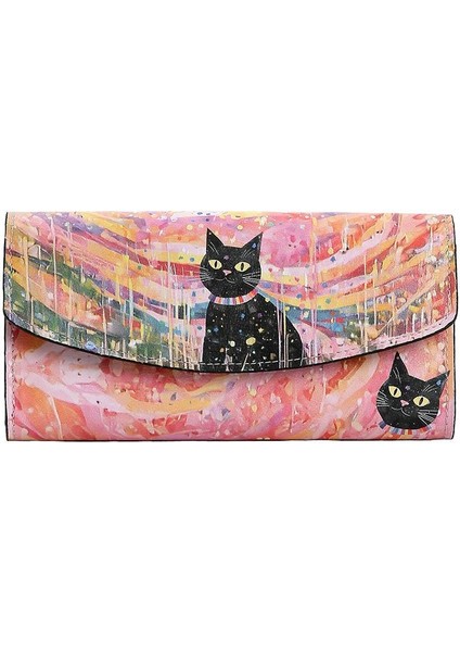 Kadın Pembe Cüzdan - Party Cat Tasarım