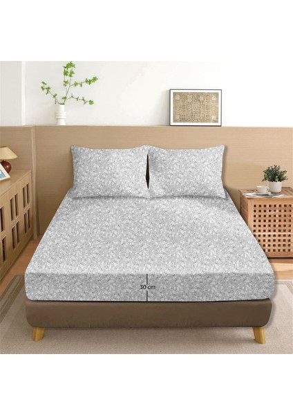 Dalya %100 Pamuk Tek Kişilik Lastikli Çarşaf Seti Açık Gri - 100X200+30 cm
