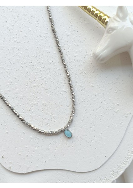 Mavi Taşlı Silver Dorika Kolye fiyatları
