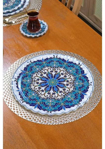 Puglia Altın Yaldızlı Yuvarlak Tepsi 31CM