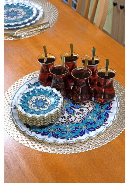 Puglia Altın Yaldızlı Yuvarlak Tepsi 31CM fiyatları