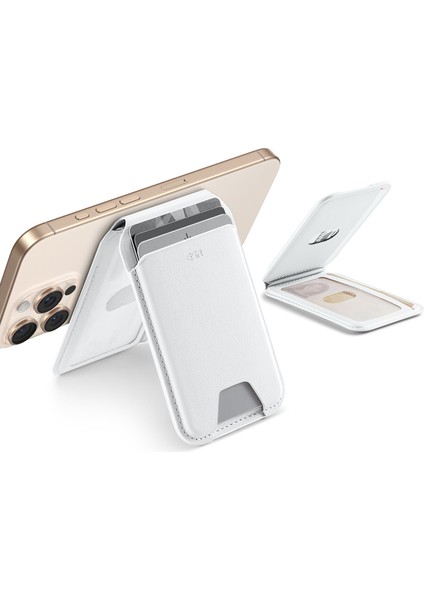 Halolock Magsafe Wallet Standlı Cüzdan Beyaz