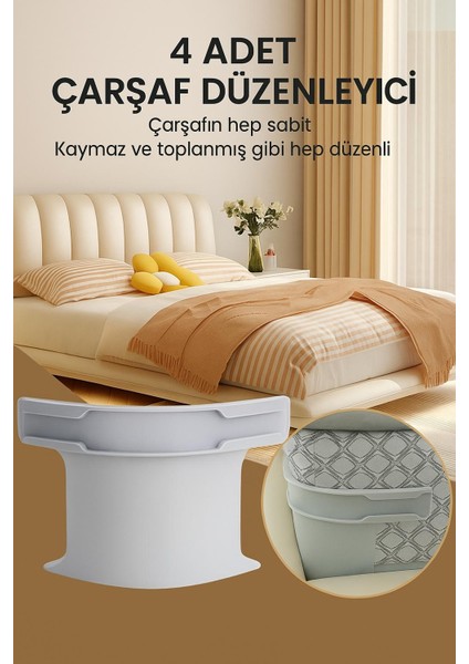 Çarşafmatik Çarşaf Nevresim Tutucu Görünmez Nevresim Çarşaf Kilidi Organizeri 4 Adet
