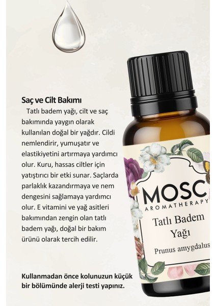 Tatlı Badem Yağı 30 ml Soğuk Sıkım %100 Saf ve Doğal (Sweet Almond Oil) fiyatları