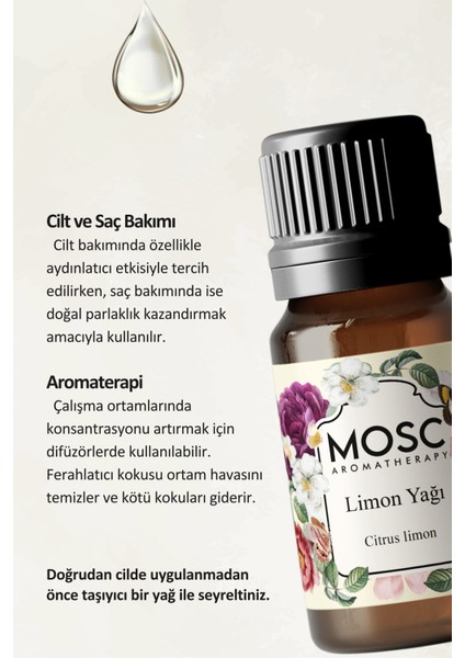 Limon Uçucu Yağı 10 ml %100 Saf ve Doğal (Lemon Essantial Oil) fiyatları