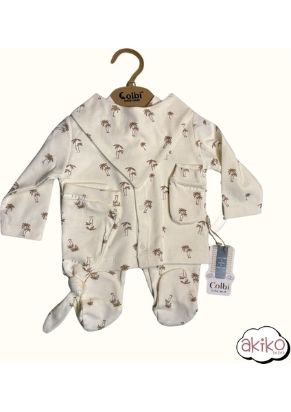 5'li Hastane Çıkışı Palmiye Desenli Organik Kumaş 0-3 Ay %100 Pamuklu Unisex Bebek Erkek Kız Bebek fiyatları