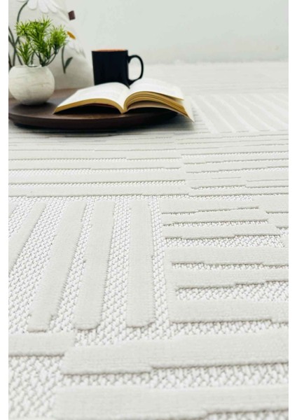 Fiora Krem Dokuma Yıkanabilir Kaymaz Sisal Hav Salon Halısı Mutfak Halısı Yolluk