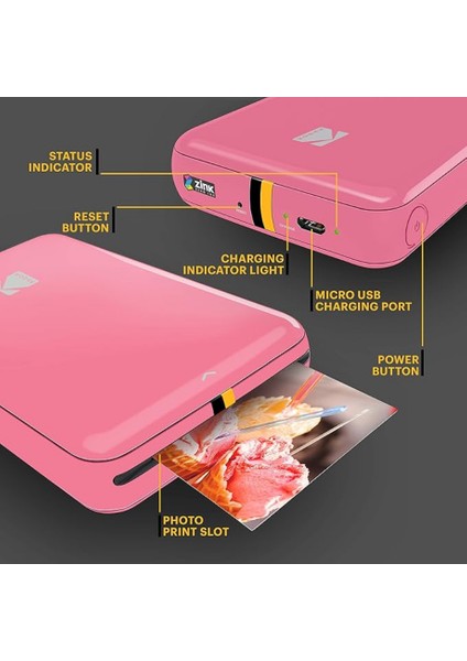 Step Akıllı Telefon Fotoğraf Yazıcısı – Taşınabilir Bluetooth, Çinko 2×3" fiyatları