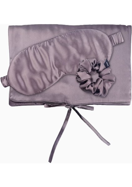 Aılorıa Travel Set Beauty M, %100 Dut Ipeğinden Çanta, Uyku Maskesi ve Saç Tokası