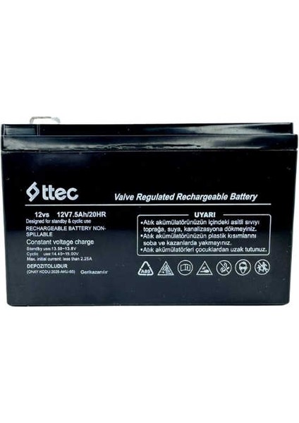 12V 7.5AH Taşınabilir Enerji Aküsü