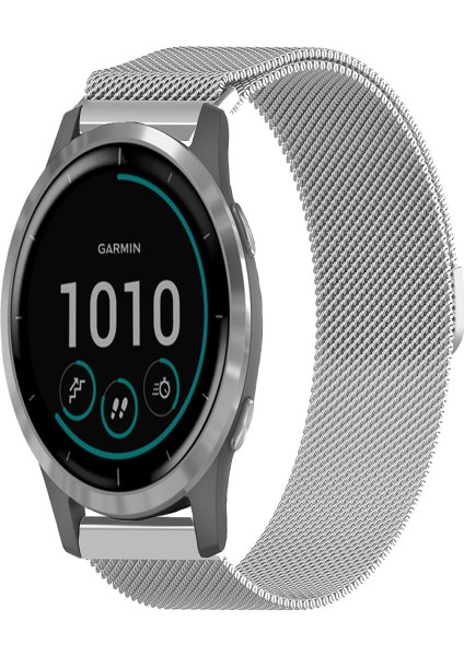 Garmin Vivoactive 4 ile Uyumlu Kordon Hasır Metal Örgü Mıknatıslı Milano Kayış