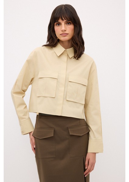 Kargo Cepli Gömlek Bej 13044279000