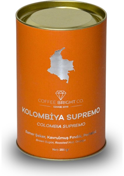 250 gr. Kolombiya Supremo Öğütülmüş Filtre Kahve