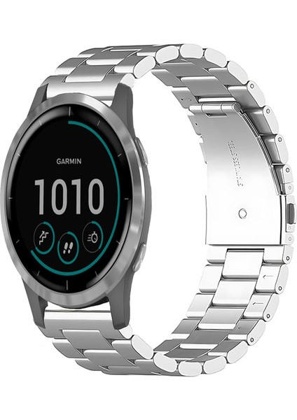 Garmin Vivoactive 4 ile Uyumlu Kordon Baklava Model Paslanmaz Çelik Metal Kayış