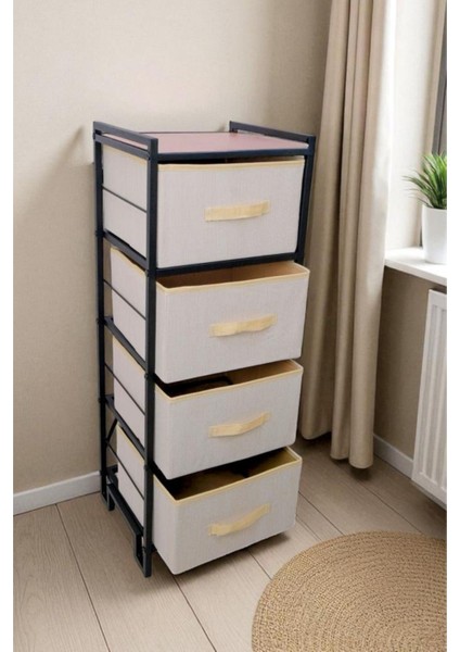 Metal 4 Çekmeceli Dolap Organizer Çok Amaçlı Düzenleyici Şifonyer Siyah MRS-021 fiyatları