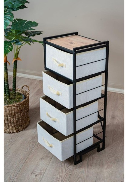 Metal 4 Çekmeceli Dolap Organizer Çok Amaçlı Düzenleyici Şifonyer Siyah MRS-021 modelleri