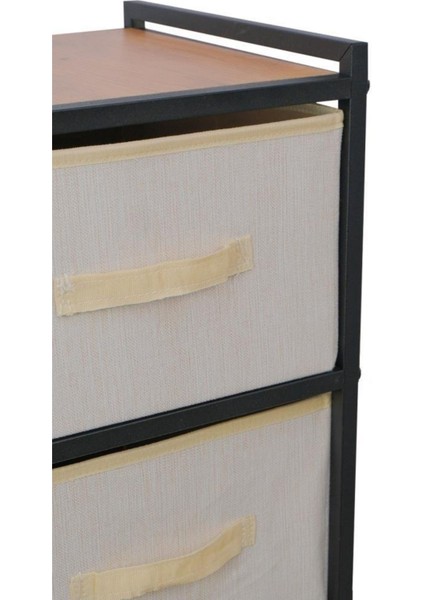 Metal 4 Çekmeceli Dolap Organizer Çok Amaçlı Düzenleyici Şifonyer Siyah MRS-021