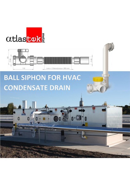 Hava Santral Drenaj Yoğuşma Su Tahliye Toplu Körüklü Sifon- Esnek Körüklü Hortumlu