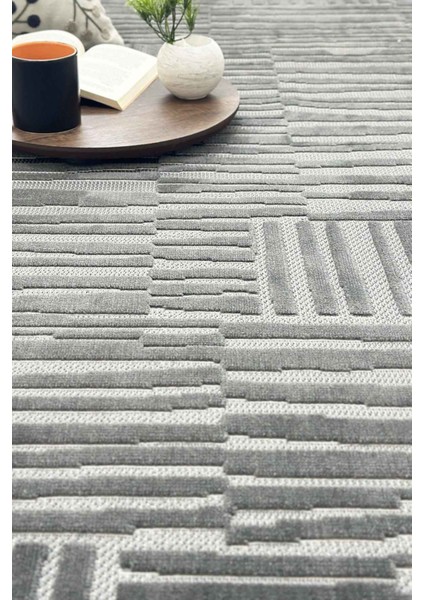 Fiora Gri Dokuma Yıkanabilir Kaymaz Sisal Hav Salon Halısı Mutfak Halısı Yolluk