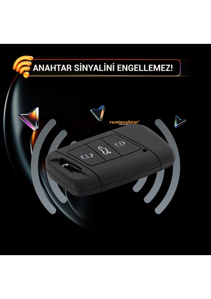 Passat Arteon Superb 3 Buton Smart Silikon Anahtar Kılıfı - Siyah fırsatları