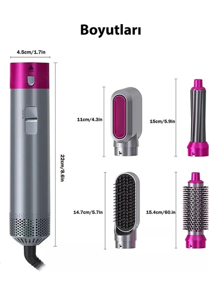3’ü 1 Arada Sıcak Hava Saç Şekillendirme Fırçası – Kurutma, Hacim, Düzleştirme
