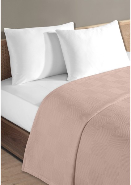 %100 Pamuk Çift Kişilik Pudra Otel Pike Takım 200 x 230 cm
