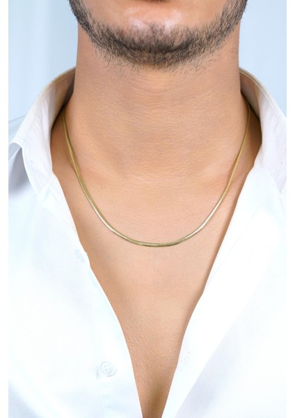 14 Ayar Altın Italyan Balıksırtı Zincir Erkek Kolye 2,50 mm