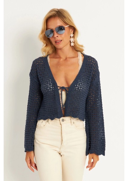 Kadın Indigo Ajurlu Triko Hırka YV248 fiyatları