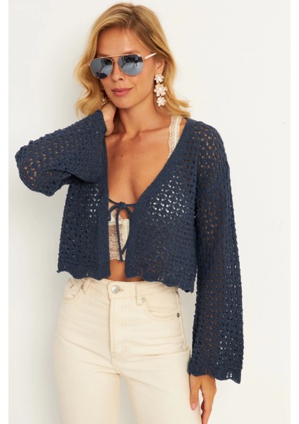 Kadın Indigo Ajurlu Triko Hırka YV248 fırsatları