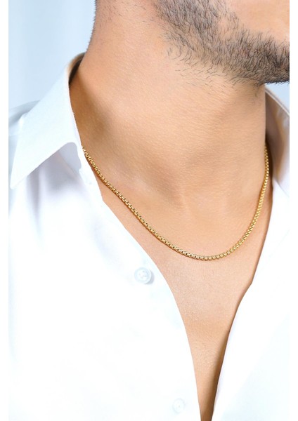 14 Ayar Altın Desenli Küp Zincir Erkek Kolye 2,60 mm fiyatları