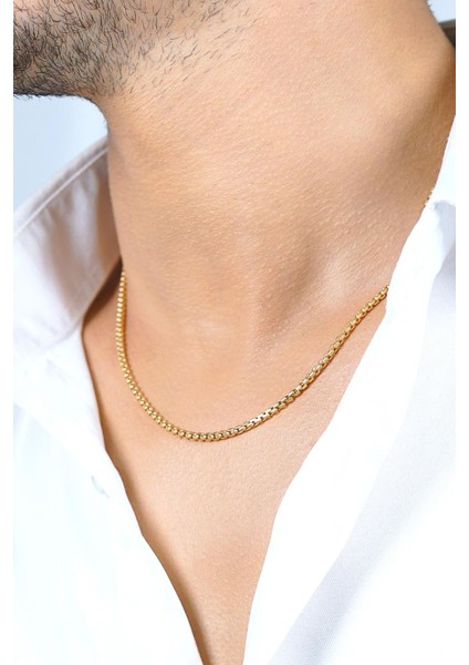 14 Ayar Altın Desenli Küp Zincir Erkek Kolye 2,60 mm modelleri